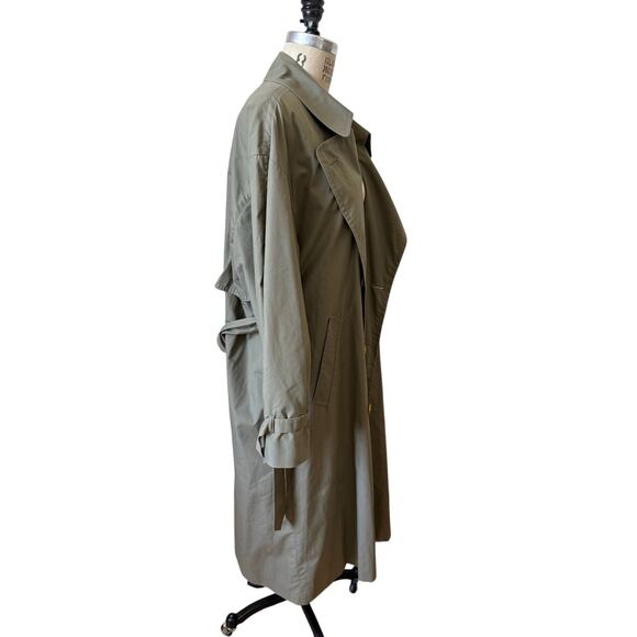 Vintage Aquascutum Men's Aqua 5 Olive Green Trench Coat Size 42S - Picture 2 of 7